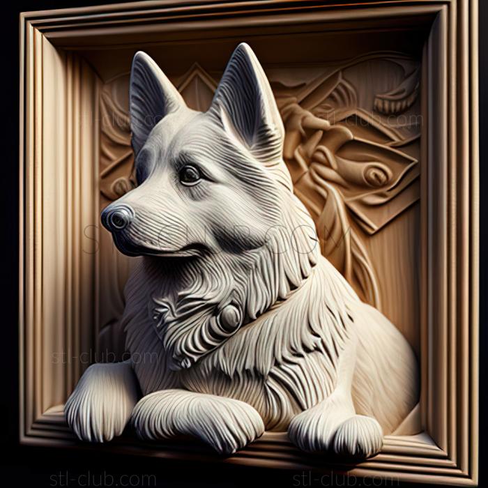 3D model st Swedish white Elkhound dog (STL)